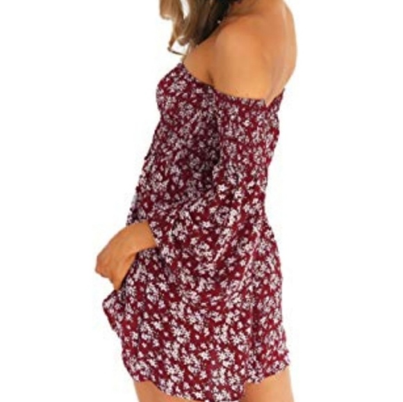 NEW Off Shoulder Mini Floral Summer Dress - Picture 3 of 6
